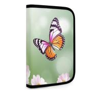 QMNRTK Spring Butterfly And Flower Multifunctional Compact Wallet Id Stronghold Waltlet Credit Card Holder Wallet Zipper Leather Case Purse Rfid Blocking Bifold Wallet for Men Women, style, One Size
