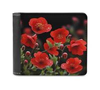 QMNRTK Spring Red Flowers Leather Wallet Bifold Wallet for Men Women Rfid Blocking Bifold, Extra Capacity Ultra Strong Stitching Slim Billfold with 8 Card Slots, style, One Size