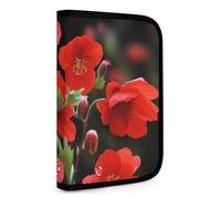 QMNRTK Spring Red Flowers Multifunctional Compact Wallet Id Stronghold Waltlet Credit Card Holder Wallet Zipper Leather Case Purse Rfid Blocking Bifold Wallet for Men Women, style, One Size