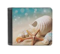 QMNRTK Starfish And Seashell Leather Wallet Bifold Wallet for Men Women Rfid Blocking Bifold, Extra Capacity Ultra Strong Stitching Slim Billfold with 8 Card Slots, style, One Size