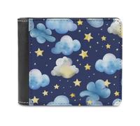 QMNRTK Stars And Clouds Leather Wallet Bifold Wallet for Men Women Rfid Blocking Bifold, Extra Capacity Ultra Strong Stitching Slim Billfold with 8 Card Slots, style, One Size