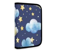 QMNRTK Stars And Clouds Multifunctional Compact Wallet Id Stronghold Waltlet Credit Card Holder Wallet Zipper Leather Case Purse Rfid Blocking Bifold Wallet for Men Women, style, One Size