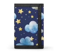 QMNRTK Stars And Clouds Triple Fold Wallet,Slim Wallet Personalized Engraved Rfid Blocking Wallet for Men And Women, style, One Size
