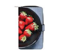 QMNRTK Strawberry Credit Card Wallet Rfid Blocking Slim Bifold Genuine Leather Minimalist Front Pocket Wallets Keychain Wallet for Men And Women, style, 19.7x11x3.5cm
