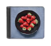 QMNRTK Strawberry Leather Wallet Bifold Wallet for Men Women Rfid Blocking Bifold, Extra Capacity Ultra Strong Stitching Slim Billfold with 8 Card Slots, style, One Size