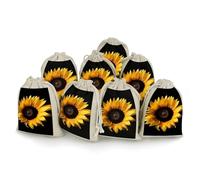 QMNRTK Sunflower 8 PCS Muslin Bags with Drawstring Sachet Bags Empty Small Cotton Drawstring Bag Muslin Reusable & Washable Cotton Bag for Herb Spice Candy Soap Jewelry Wedding Gift Pouches