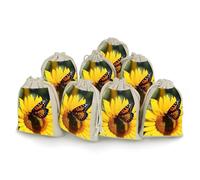 QMNRTK Sunflower Butterfly 8 PCS Muslin Bags with Drawstring Sachet Bags Empty Small Cotton Drawstring Bag Muslin Reusable & Washable Cotton Bag for Herb Spice Candy Soap Jewelry Wedding Gift Pouches