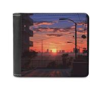 QMNRTK Sunset Apartments Leather Wallet Bifold Wallet for Men Women Rfid Blocking Bifold, Extra Capacity Ultra Strong Stitching Slim Billfold with 8 Card Slots, style, One Size