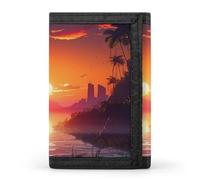 QMNRTK Sunset Island Triple Fold Wallet,Slim Wallet Personalized Engraved Rfid Blocking Wallet for Men And Women, style, One Size
