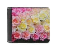 QMNRTK Sweety Yellow Rose Leather Wallet Bifold Wallet for Men Women Rfid Blocking Bifold, Extra Capacity Ultra Strong Stitching Slim Billfold with 8 Card Slots, style, One Size