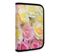 QMNRTK Sweety Yellow Rose Multifunctional Compact Wallet Id Stronghold Waltlet Credit Card Holder Wallet Zipper Leather Case Purse Rfid Blocking Bifold Wallet for Men Women, style, One Size