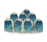QMNRTK The Deep Blue Sea 8 PCS Muslin Bags with Drawstring Sachet Bags Empty Small Cotton Drawstring Bag Muslin Reusable & Washable Cotton Bag for Herb Spice Candy Soap Jewelry Wedding Gift Pouches