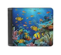 QMNRTK The Underwater World Tropical Fish Leather Wallet Bifold Wallet for Men Women Rfid Blocking Bifold, Extra Capacity Ultra Strong Stitching Slim Billfold with 8 Card Slots, style, One Size