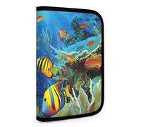 QMNRTK The Underwater World Tropical Fish Multifunctional Compact Wallet Id Stronghold Waltlet Credit Card Holder Wallet Zipper Leather Case Purse Rfid Blocking Bifold Wallet for Men Women, style, One