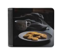QMNRTK There Are Biscuit on The Plate Leather Wallet Bifold Wallet for Men Women Rfid Blocking Bifold, Extra Capacity Ultra Strong Stitching Slim Billfold with 8 Card Slots, style, One Size
