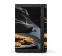 QMNRTK There Are Biscuit on The Plate Triple Fold Wallet,Slim Wallet Personalized Engraved Rfid Blocking Wallet for Men And Women, style, One Size