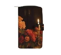 QMNRTK There Are Roses on The Table Credit Card Wallet Rfid Blocking Slim Bifold Genuine Leather Minimalist Front Pocket Wallets Keychain Wallet for Men And Women, style, 19.7x11x3.5cm