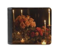 QMNRTK There Are Roses on The Table Leather Wallet Bifold Wallet for Men Women Rfid Blocking Bifold, Extra Capacity Ultra Strong Stitching Slim Billfold with 8 Card Slots, style, One Size