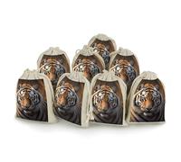 QMNRTK Tiger 8 PCS Muslin Bags with Drawstring Sachet Bags Empty Small Cotton Drawstring Bag Muslin Reusable & Washable Cotton Bag for Herb Spice Candy Soap Jewelry Wedding Gift Pouches