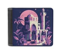 QMNRTK Traditional Architecture Leather Wallet Bifold Wallet for Men Women Rfid Blocking Bifold, Extra Capacity Ultra Strong Stitching Slim Billfold with 8 Card Slots, style, One Size