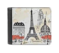 QMNRTK Travel Paris Leather Wallet Bifold Wallet for Men Women Rfid Blocking Bifold, Extra Capacity Ultra Strong Stitching Slim Billfold with 8 Card Slots, style, One Size