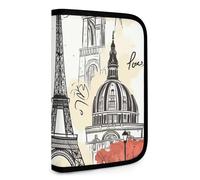 QMNRTK Travel Paris Multifunctional Compact Wallet Id Stronghold Waltlet Credit Card Holder Wallet Zipper Leather Case Purse Rfid Blocking Bifold Wallet for Men Women, style, One Size