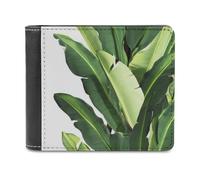 QMNRTK Tropical Banana Palm Leaves Leather Wallet Bifold Wallet for Men Women Rfid Blocking Bifold, Extra Capacity Ultra Strong Stitching Slim Billfold with 8 Card Slots, style, One Size