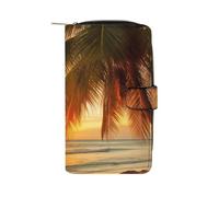 QMNRTK Tropical Beach Palm Tree Sunset Credit Card Wallet Rfid Blocking Slim Bifold Genuine Leather Minimalist Front Pocket Wallets Keychain Wallet for Men And Women, style, 19.7x11x3.5cm