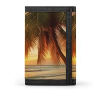 QMNRTK Tropical Beach Palm Tree Sunset Triple Fold Wallet,Slim Wallet Personalized Engraved Rfid Blocking Wallet for Men And Women, style, One Size