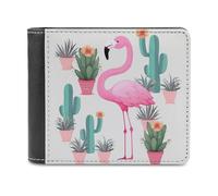 QMNRTK Tropical Flamingo Cute Green Leather Wallet Bifold Wallet for Men Women Rfid Blocking Bifold, Extra Capacity Ultra Strong Stitching Slim Billfold with 8 Card Slots, style, One Size