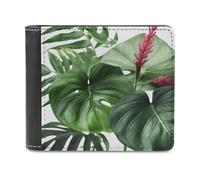 QMNRTK Tropical Leaves Leather Wallet Bifold Wallet for Men Women Rfid Blocking Bifold, Extra Capacity Ultra Strong Stitching Slim Billfold with 8 Card Slots, style, One Size