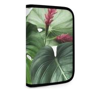 QMNRTK Tropical Leaves Multifunctional Compact Wallet Id Stronghold Waltlet Credit Card Holder Wallet Zipper Leather Case Purse Rfid Blocking Bifold Wallet for Men Women, style, One Size