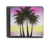 QMNRTK Tropical Palm Tree Leather Wallet Bifold Wallet for Men Women Rfid Blocking Bifold, Extra Capacity Ultra Strong Stitching Slim Billfold with 8 Card Slots, style, One Size