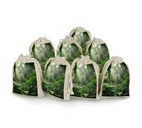 QMNRTK Tropical Rainforest 8 PCS Muslin Bags with Drawstring Sachet Bags Empty Small Cotton Drawstring Bag Muslin Reusable & Washable Cotton Bag for Herb Spice Candy Soap Jewelry Wedding Gift Pouches