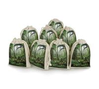 QMNRTK Tropical Rainforest 8 PCS Muslin Bags with Drawstring Sachet Bags Empty Small Cotton Drawstring Bag Muslin Reusable & Washable Cotton Bag for Herb Spice Candy Soap Jewelry Wedding Gift Pouches