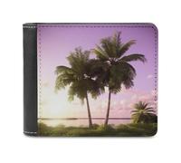 QMNRTK Tropical Tree Pink Leather Wallet Bifold Wallet for Men Women Rfid Blocking Bifold, Extra Capacity Ultra Strong Stitching Slim Billfold with 8 Card Slots, style, One Size