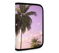 QMNRTK Tropical Tree Pink Multifunctional Compact Wallet Id Stronghold Waltlet Credit Card Holder Wallet Zipper Leather Case Purse Rfid Blocking Bifold Wallet for Men Women, style, One Size