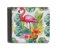QMNRTK Tropical Watercolor Pineapple Flamingo Leather Wallet Bifold Wallet for Men Women Rfid Blocking Bifold, Extra Capacity Ultra Strong Stitching Slim Billfold with 8 Card Slots, style, One Size