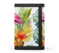 QMNRTK Tropical Watercolor Pineapple Flamingo Triple Fold Wallet,Slim Wallet Personalized Engraved Rfid Blocking Wallet for Men And Women, style, One Size
