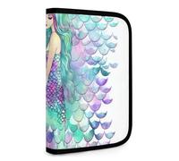 QMNRTK Watercolor Mermaid Multifunctional Compact Wallet Id Stronghold Waltlet Credit Card Holder Wallet Zipper Leather Case Purse Rfid Blocking Bifold Wallet for Men Women, style, One Size