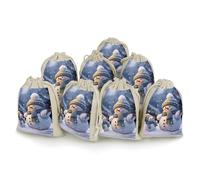 QMNRTK Winter Snowman 8 PCS Muslin Bags with Drawstring Sachet Bags Empty Small Cotton Drawstring Bag Muslin Reusable & Washable Cotton Bag for Herb Spice Candy Soap Jewelry Wedding Gift Pouches