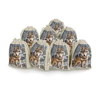 QMNRTK Wolf 8 PCS Muslin Bags with Drawstring Sachet Bags Empty Small Cotton Drawstring Bag Muslin Reusable & Washable Cotton Bag for Herb Spice Candy Soap Jewelry Wedding Gift Pouches