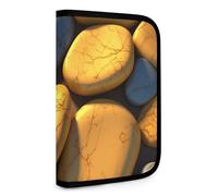 QMNRTK Yellow Pebbles Multifunctional Compact Wallet Id Stronghold Waltlet Credit Card Holder Wallet Zipper Leather Case Purse Rfid Blocking Bifold Wallet for Men Women, style, One Size