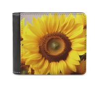 QMNRTK Yellow Sunflower Leather Wallet Bifold Wallet for Men Women Rfid Blocking Bifold, Extra Capacity Ultra Strong Stitching Slim Billfold with 8 Card Slots, style, One Size