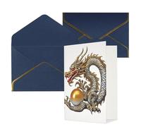 QMNSEHF Blank Greeting Card with Envelopes Thank YouCard Chinese dragon with pearl Happy Birthday Card for Women Men Christmas Halloween Wedding Blank Note Cards All Occasion Greeting Cards 4x6