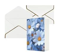 QMNSEHF Blank Greeting Card with Envelopes Thank YouCard Daisy Blue Happy Birthday Card for Women Men Christmas Halloween Wedding Blank Note Cards All Occasion Greeting Cards 4x6