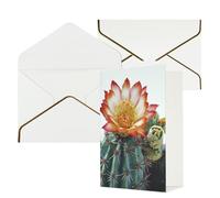 QMNSEHF Blank Greeting Card with Envelopes Thank YouCard Fresh Blooming Cactus Happy Birthday Card for Women Men Christmas Halloween Wedding Blank Note Cards All Occasion Greeting Cards 4x6