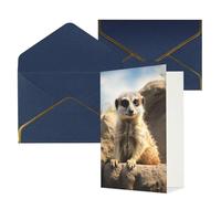 QMNSEHF Blank Greeting Card with Envelopes Thank YouCard Meerkat Animal Happy Birthday Card for Women Men Christmas Halloween Wedding Blank Note Cards All Occasion Greeting Cards 4x6