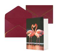 QMNSEHF Blank Greeting Card with Envelopes Thank YouCard Pink Flamingos Kiss in The Lake Happy Birthday Card for Women Men Christmas Halloween Wedding Blank Note Cards All Occasion Greeting Cards 4x6