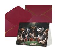 QMNSEHF Blank Greeting Card with Envelopes Thank YouCard Playing Poker Dogs Happy Birthday Card for Women Men Christmas Halloween Wedding Blank Note Cards All Occasion Greeting Cards 4x6
